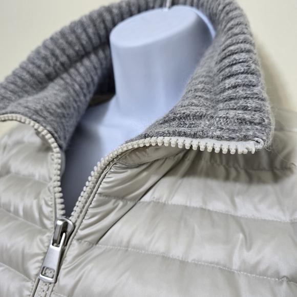 SOSKEN BEV Sz 3 (L) Lightweight Down Filled Grey Puffer Jacket Peplum Hem Luxury - Picture 8 of 16